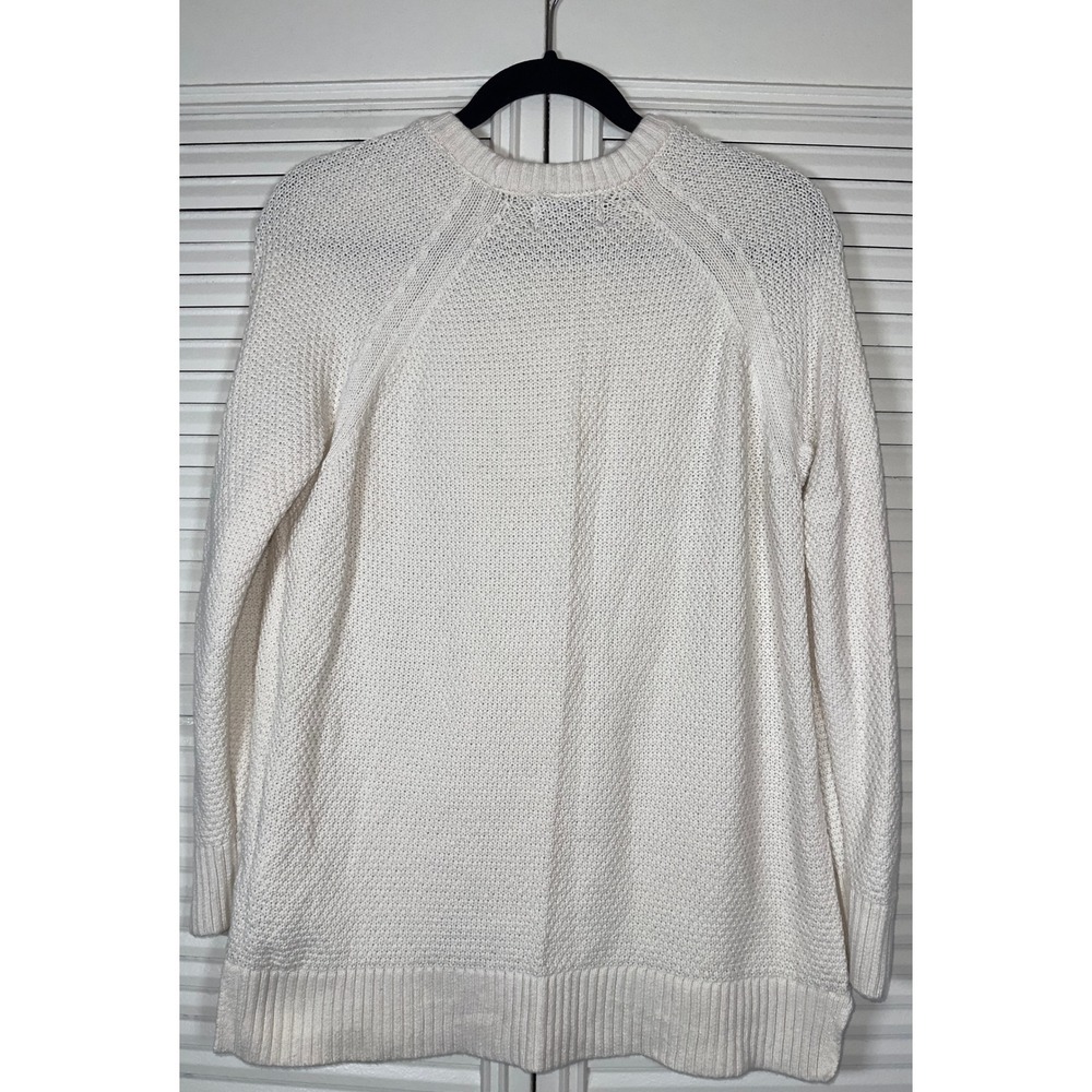 Old Navy Women's Loose Textured Knit Tunic Sweater Cotton Crewneck Cream Size S - Picture 3 of 7